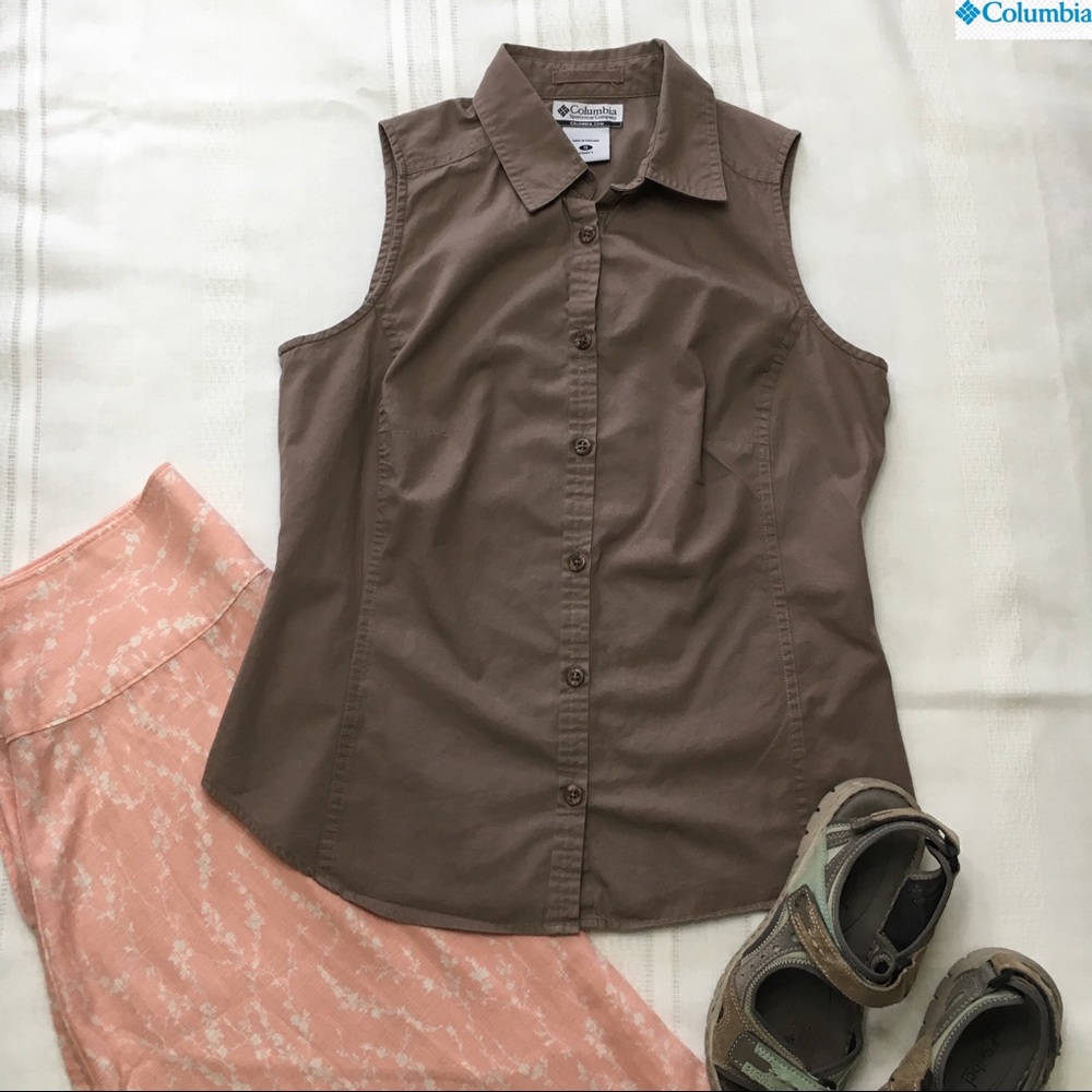 Columbia Button Top, brown, sz S